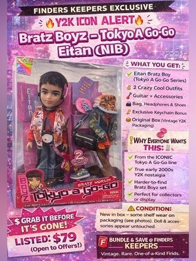 Bratz Boyz Tokyo a Go-Go Fashion Doll - Black/Blue Outfit NIB OLD STOCK